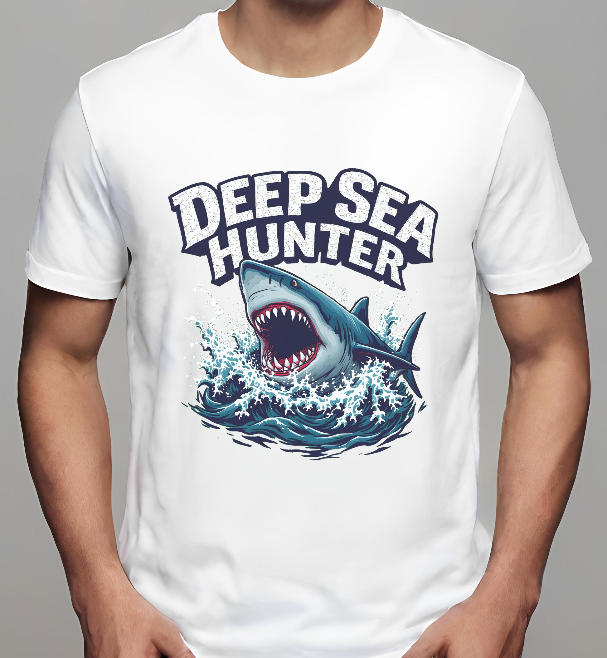 illustrative shark art - t-shirt - marine enthusiasts - white