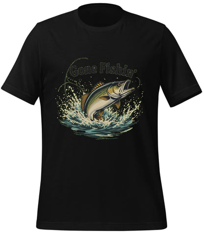 gift shops - black - t-shirt - detailed fish illustration