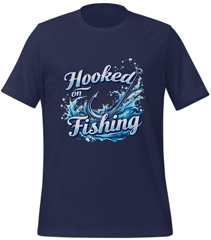 wildlife fishing art - nature artwork - navy - t-shirt