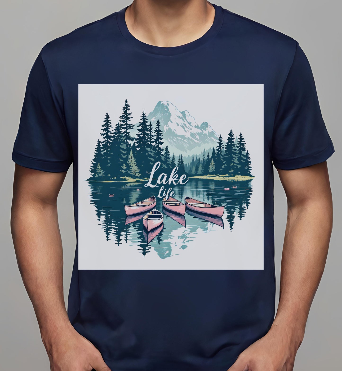 t-shirt - navy - tranquil landscape art - friends