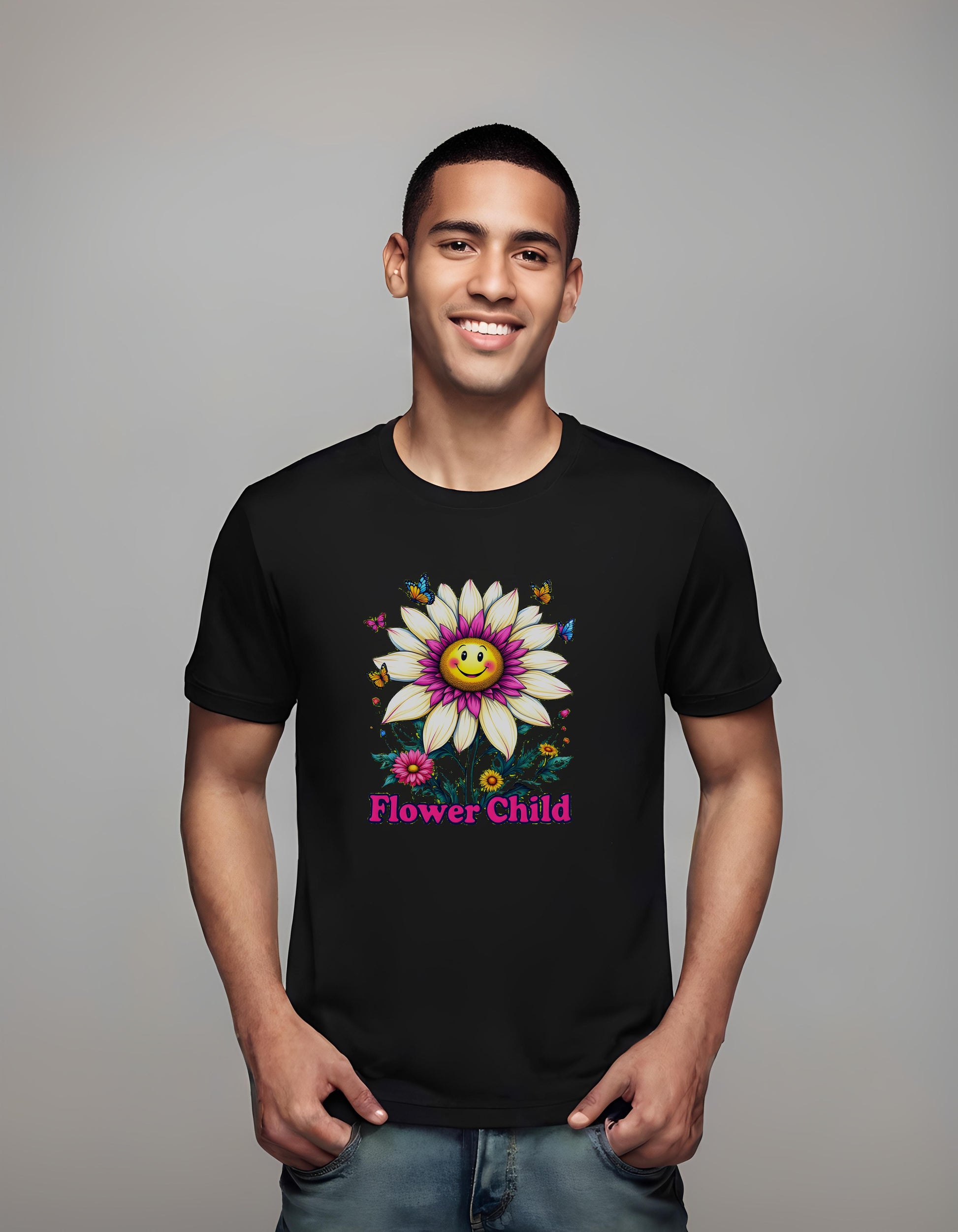 smile - mothers - flower child t-shirt