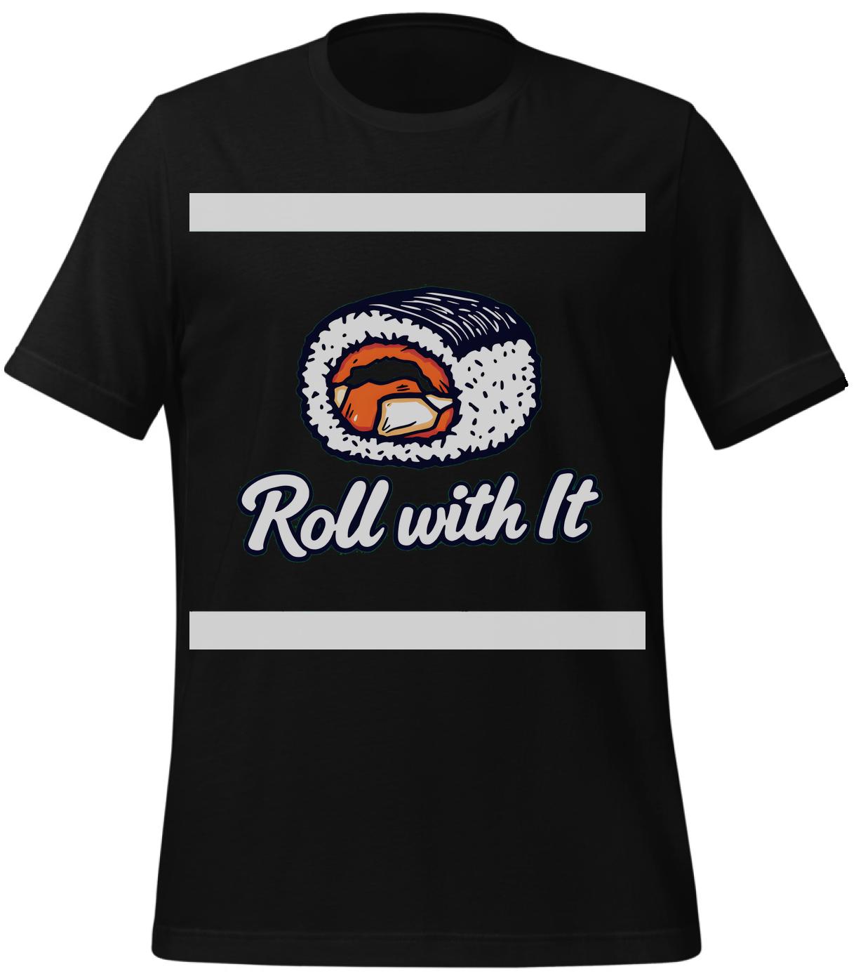 food enthusiast gift - t-shirt - cartoon sushi art - black