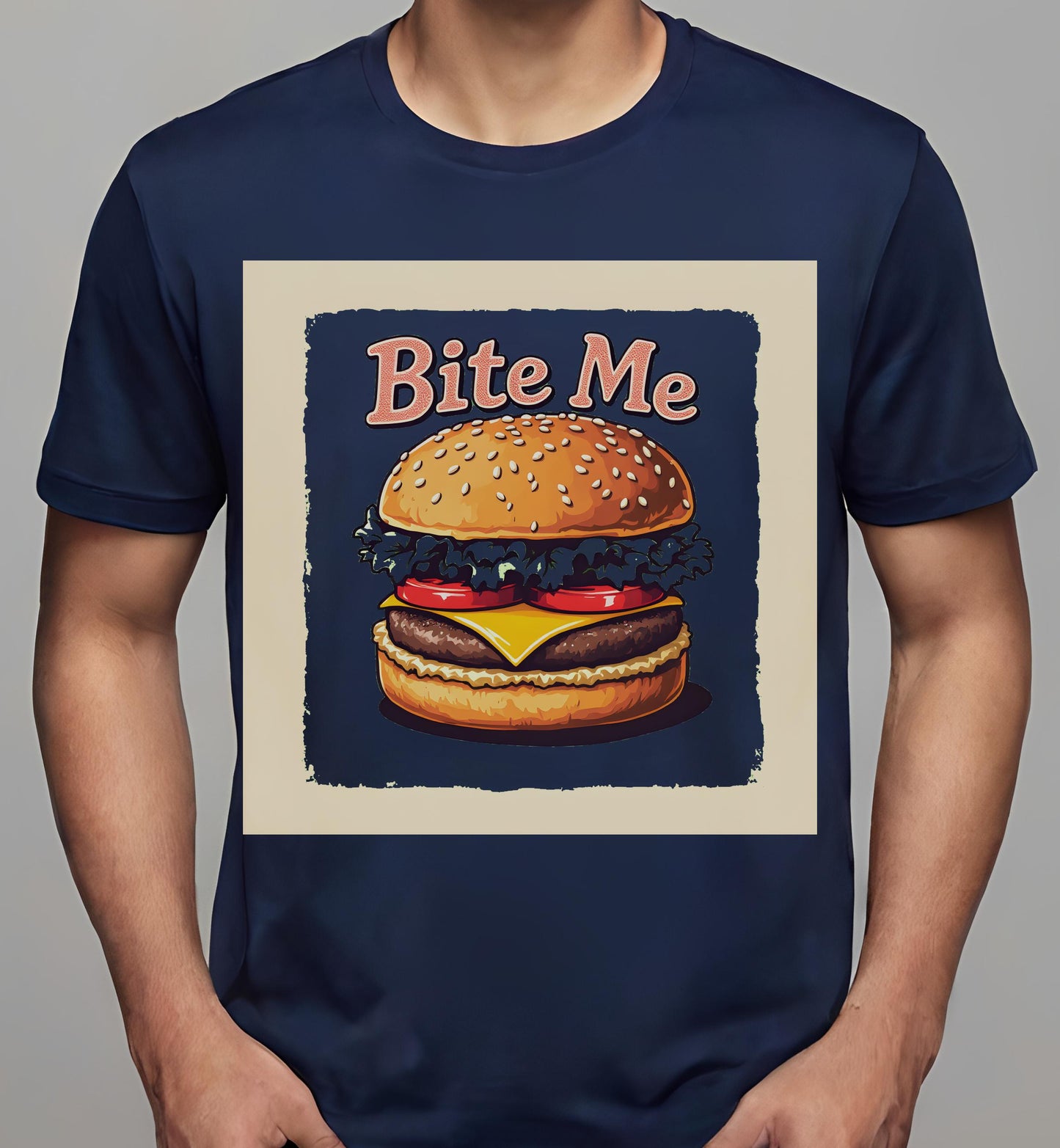 burger - cartoonish - graphic designers - t-shirt - navy