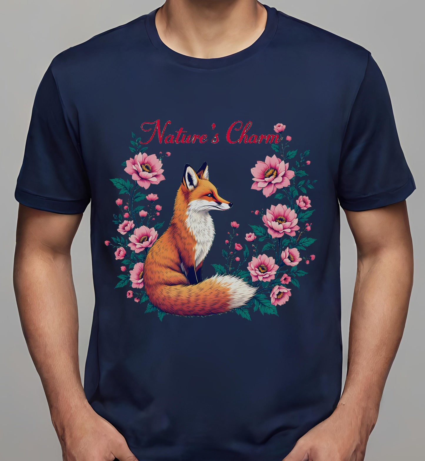 elegant fox design - designers - navy - t-shirt