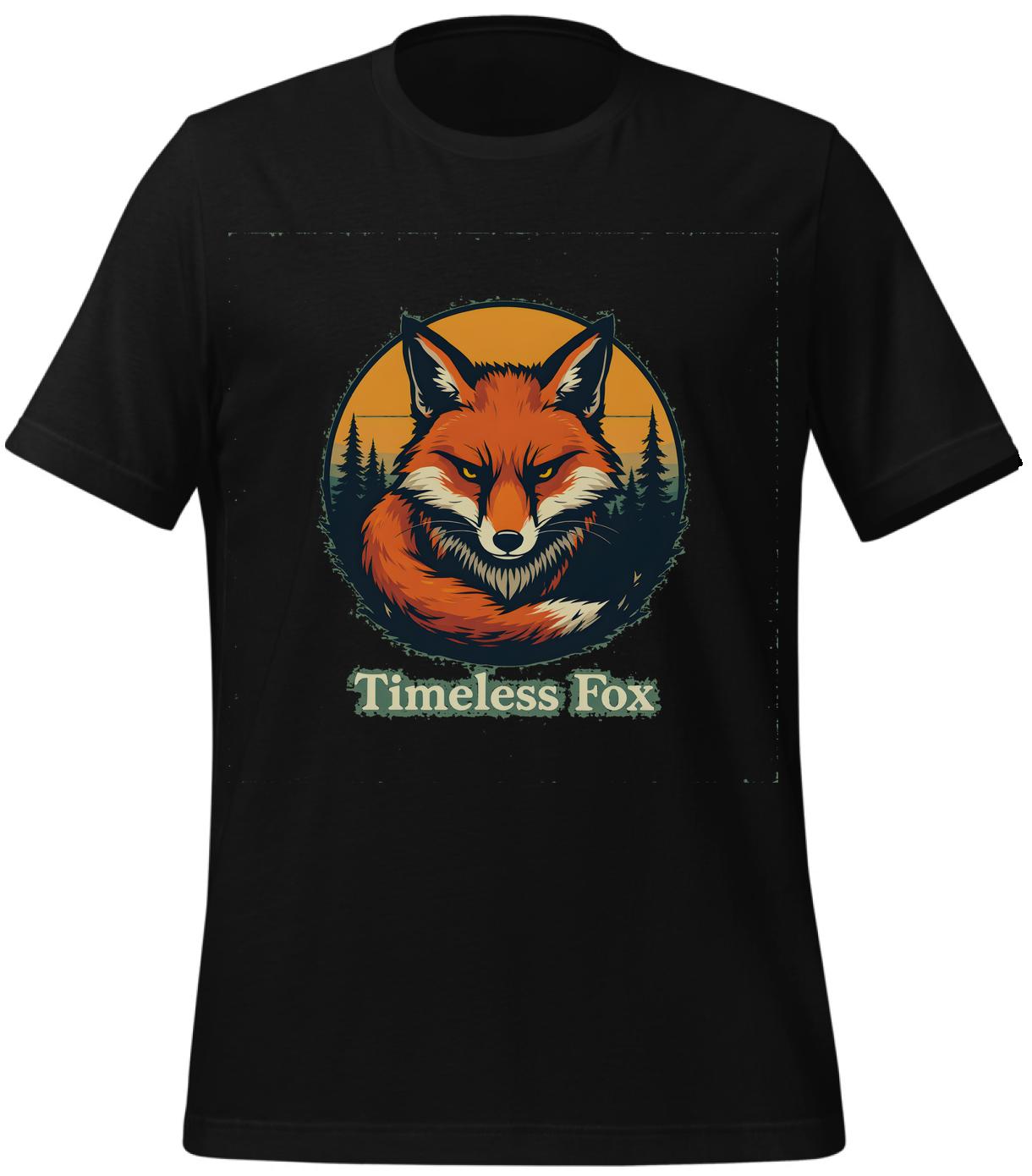 detailed fox illustration - whimsy - t-shirt - black