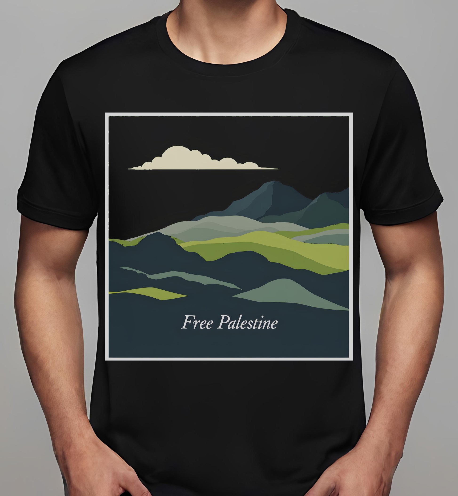 contemporary art - landscape - t-shirt - black