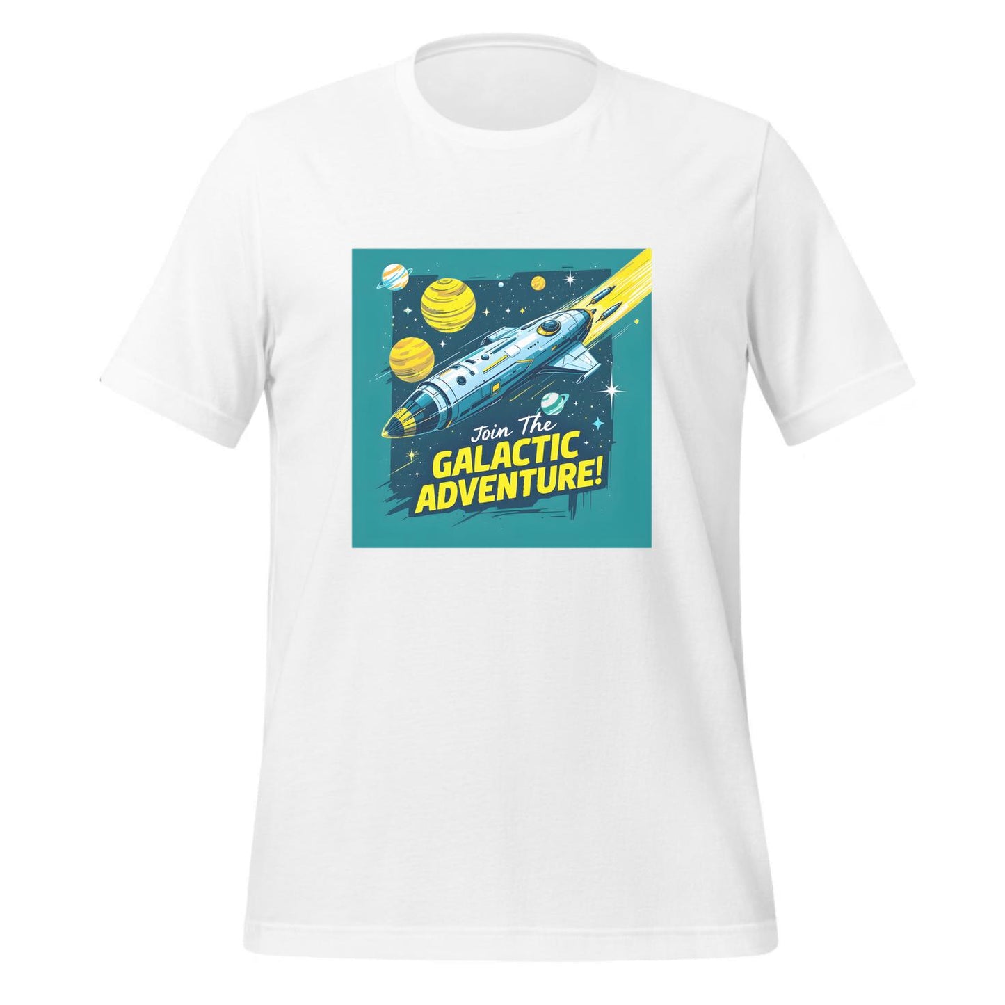 colorful space illustration - t-shirt - exciting sci-fi design - technology