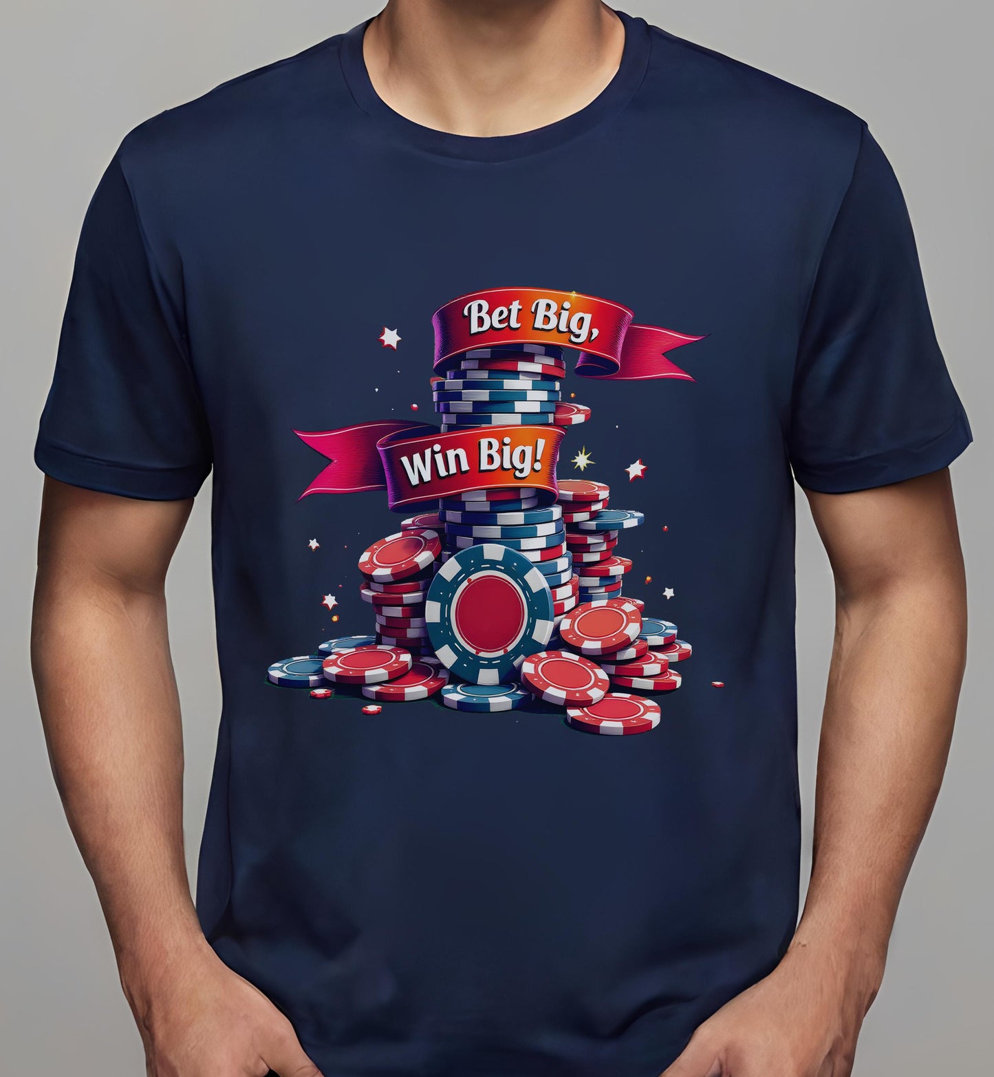 dynamic poker design - poker chips - navy - casino decor - t-shirt