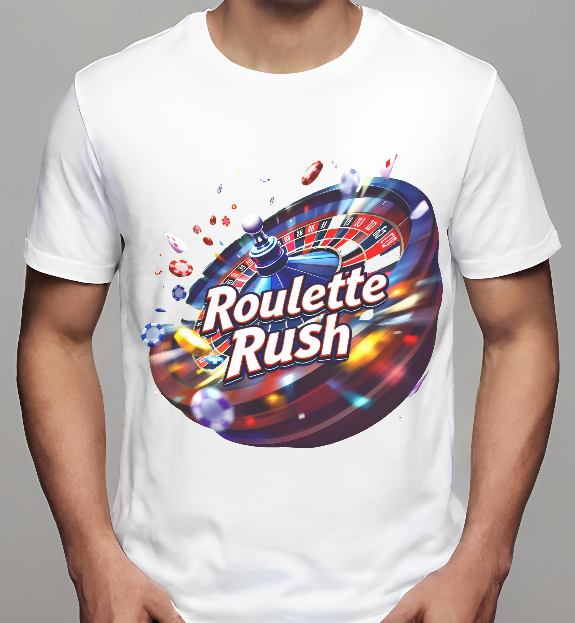 exciting nightlife decor - white - t-shirt - vibrant casino design