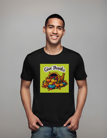 cornucopia - thanksgiving guests - t-shirt - cartoon autumn design