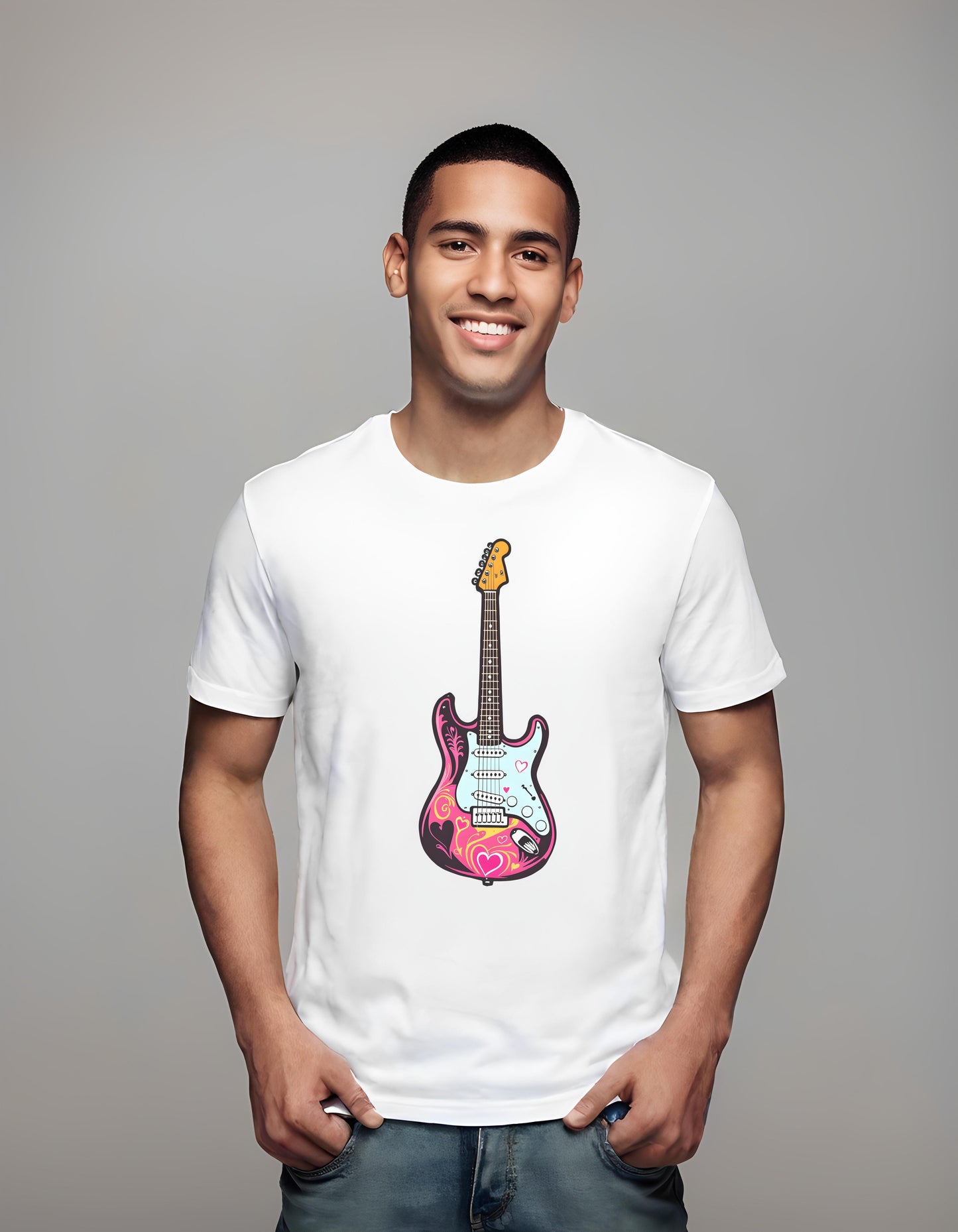 cool guitar illustration - romantic - lightweight music t-shirt