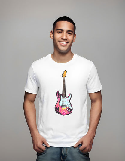 cool guitar illustration - romantic - lightweight music t-shirt