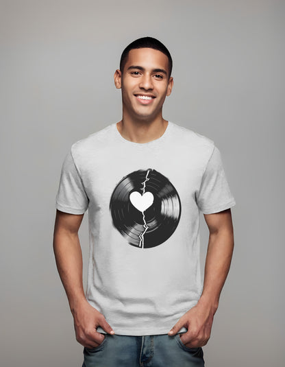 t-shirt - heart design apparel - vinyl record design