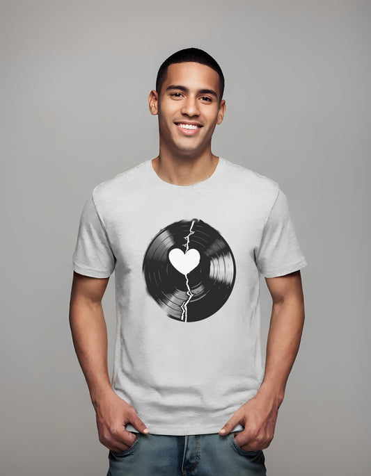 t-shirt - heart design apparel - vinyl record design