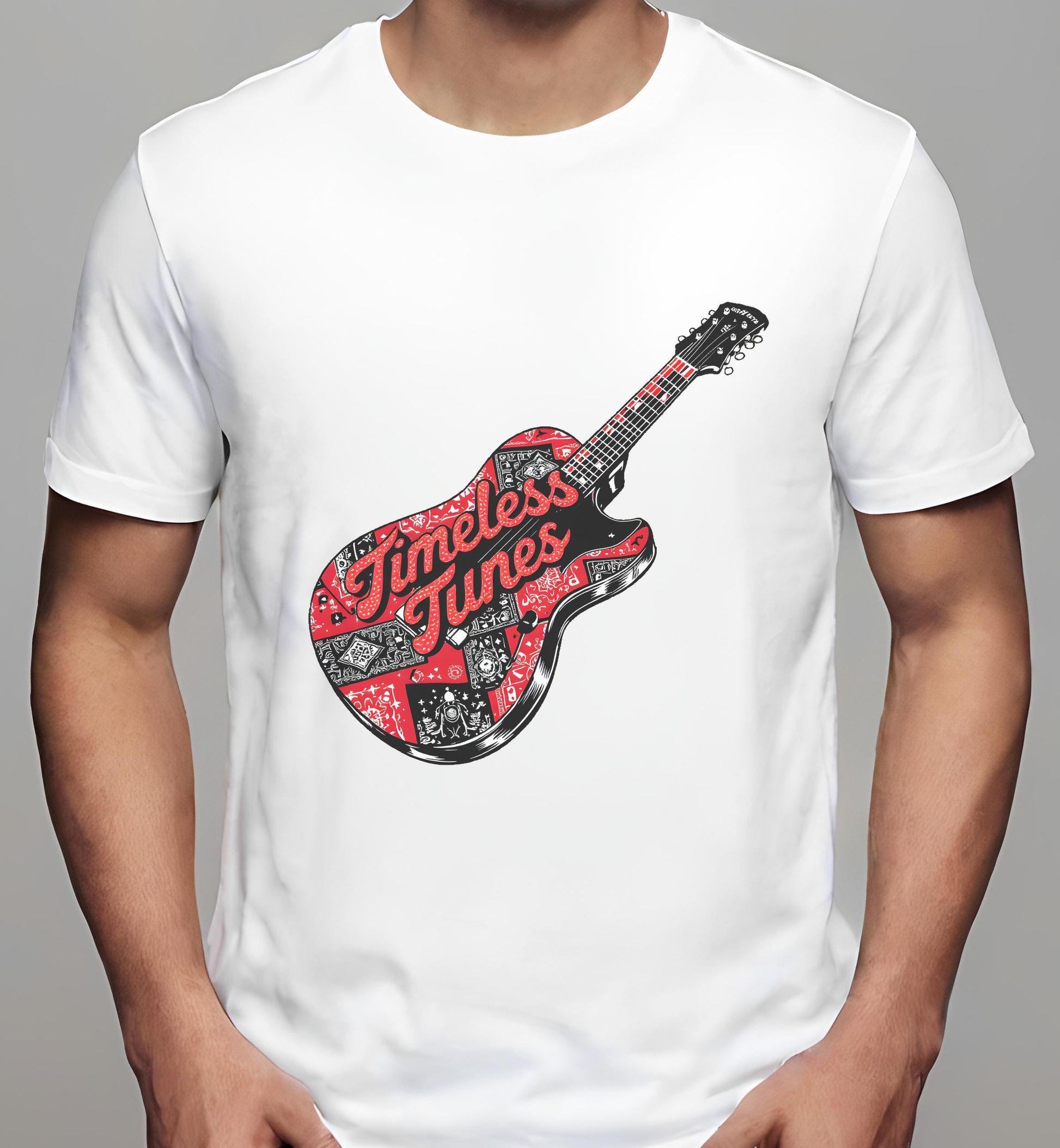 music-themed gifts - white - nostalgia - guitar players - t-shirt