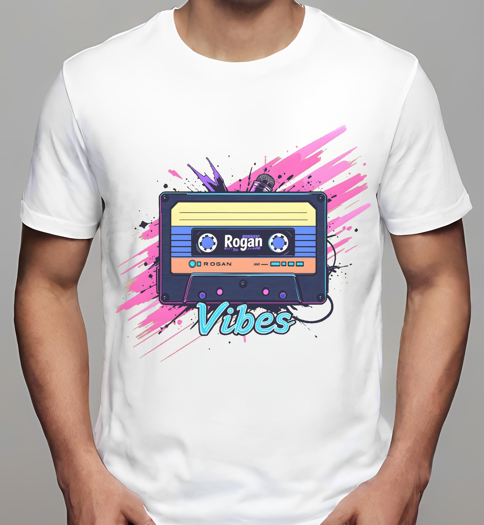 white - retro cassette design - t-shirt - joe-rogan-podcast-shirt - creative gifts