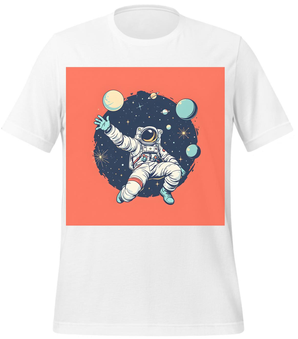 t-shirt - comic style astronaut - white - fantasy space art - astronaut