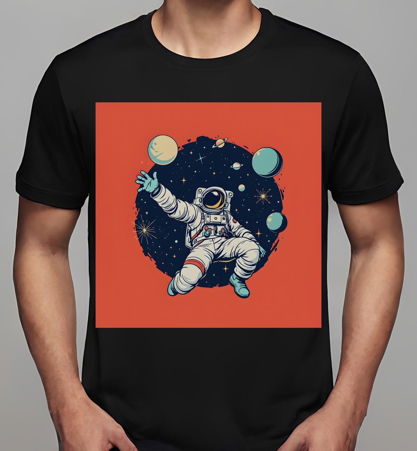 black - educational space art - whimsical space design - sci-fi t-shirt - t-shirt