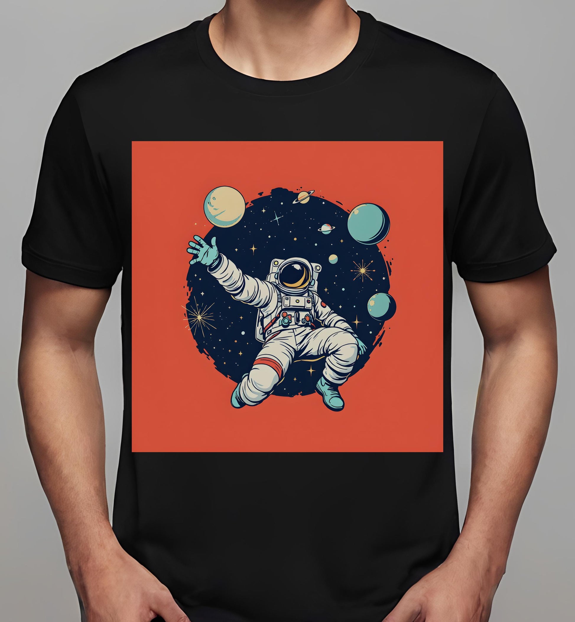 black - educational space art - whimsical space design - sci-fi t-shirt - t-shirt