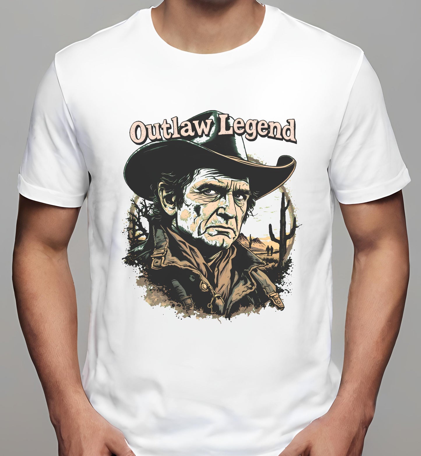 t-shirt - iconic outlaw imagery - outlaw - white - art lovers