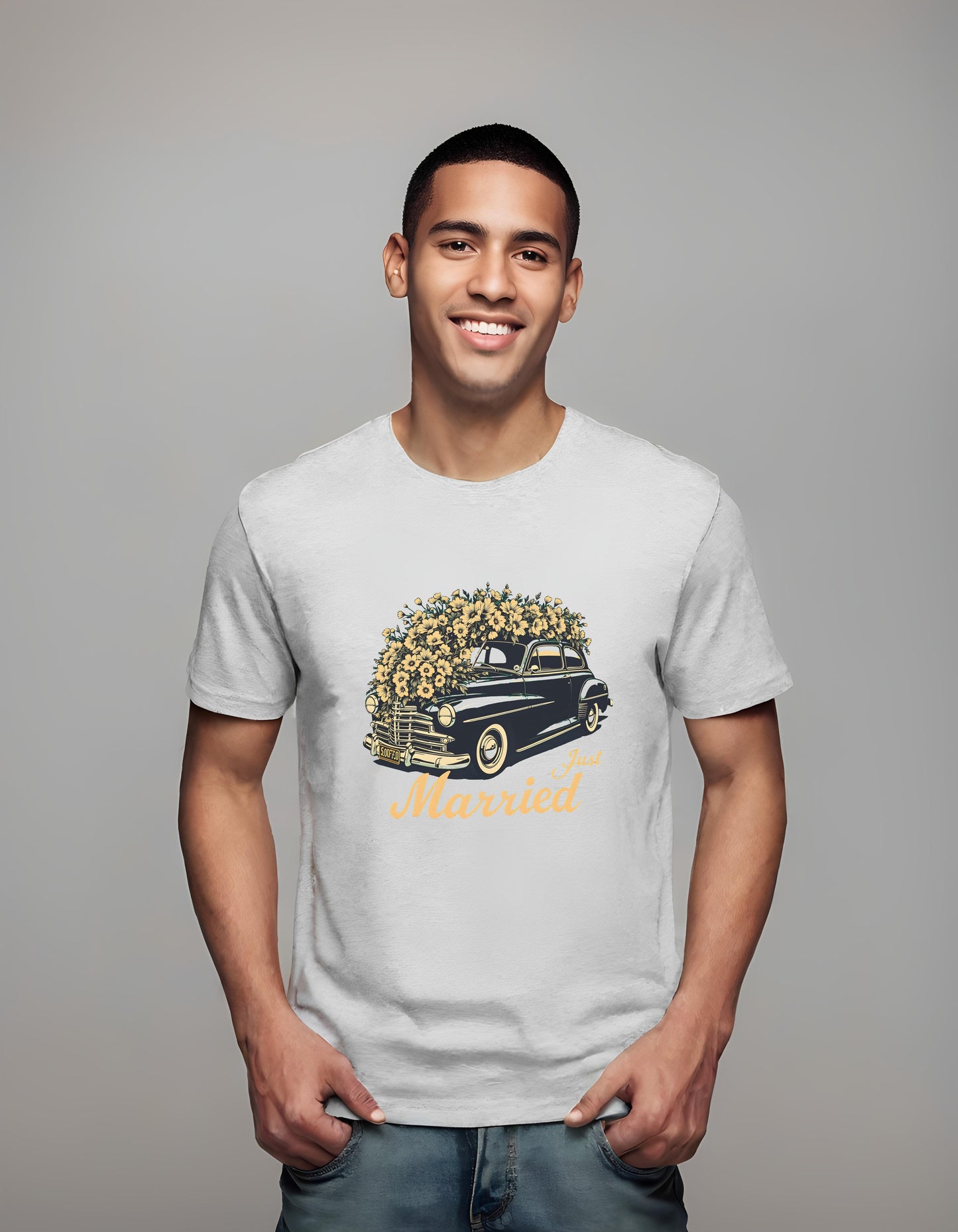 couples - car - classic car illustration - t-shirt