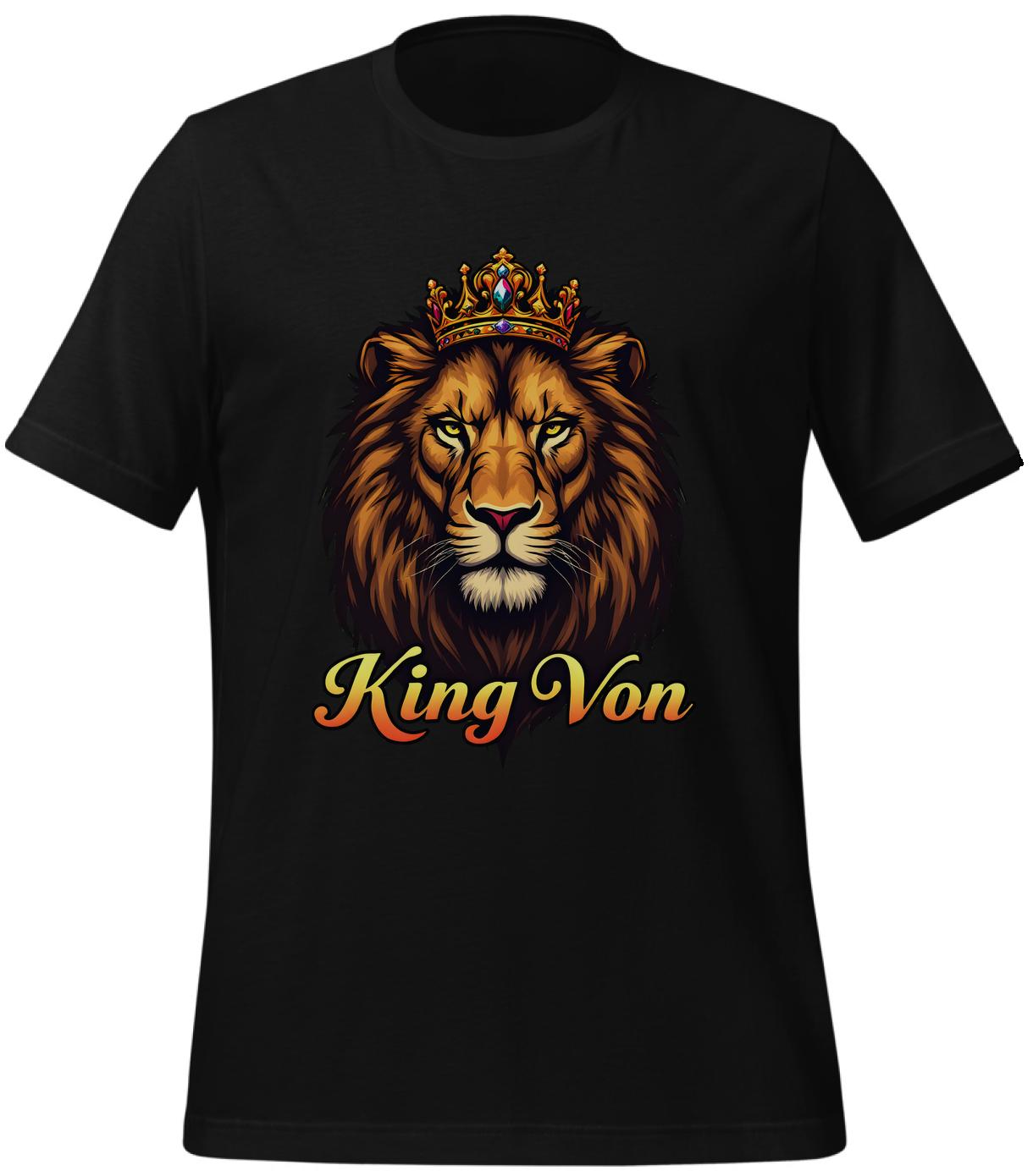 king von design - powerful lion graphic - black - t-shirt