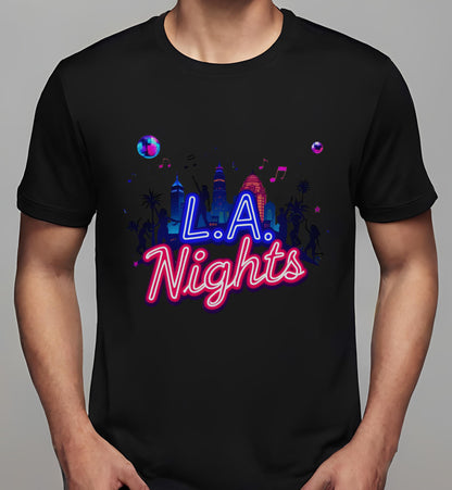 black - neon lights decor - music - t-shirt