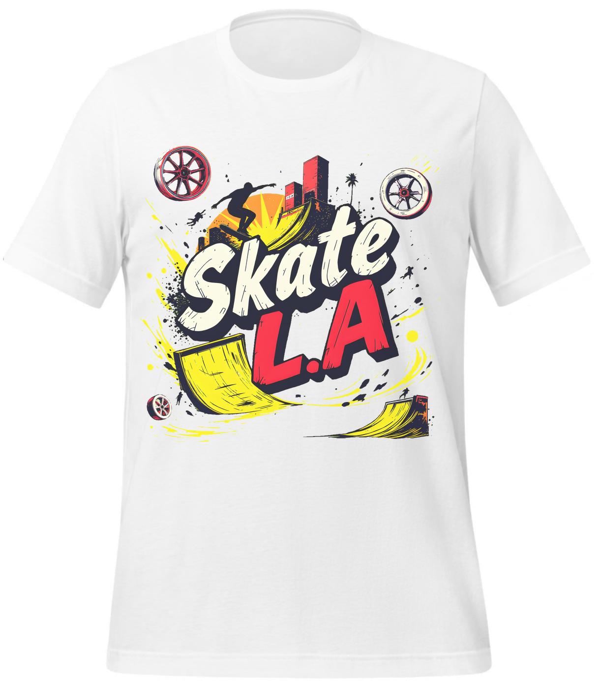 youth culture merchandise - white - t-shirt - vibrant skateboard design