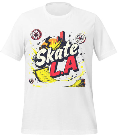 youth culture merchandise - white - t-shirt - vibrant skateboard design