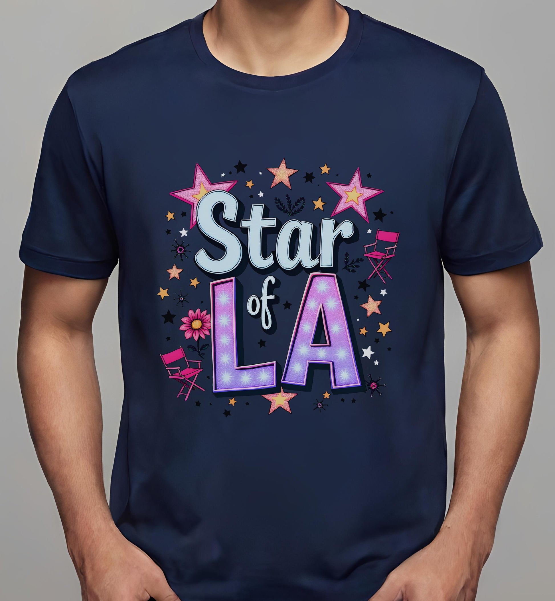 playful - t-shirt - star of la - party decoration - navy