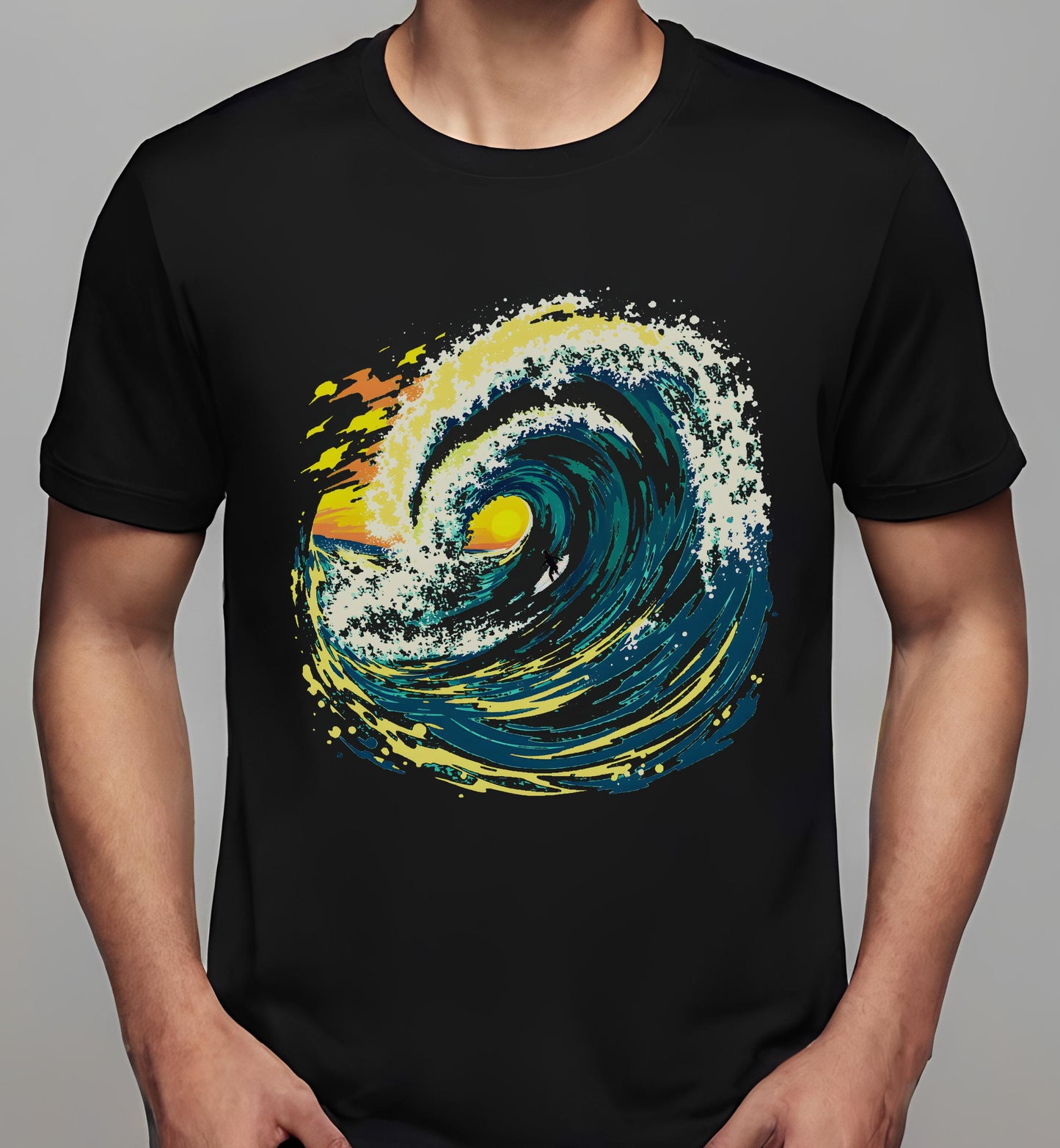 surfer - black - fitness enthusiasts - t-shirt - beach