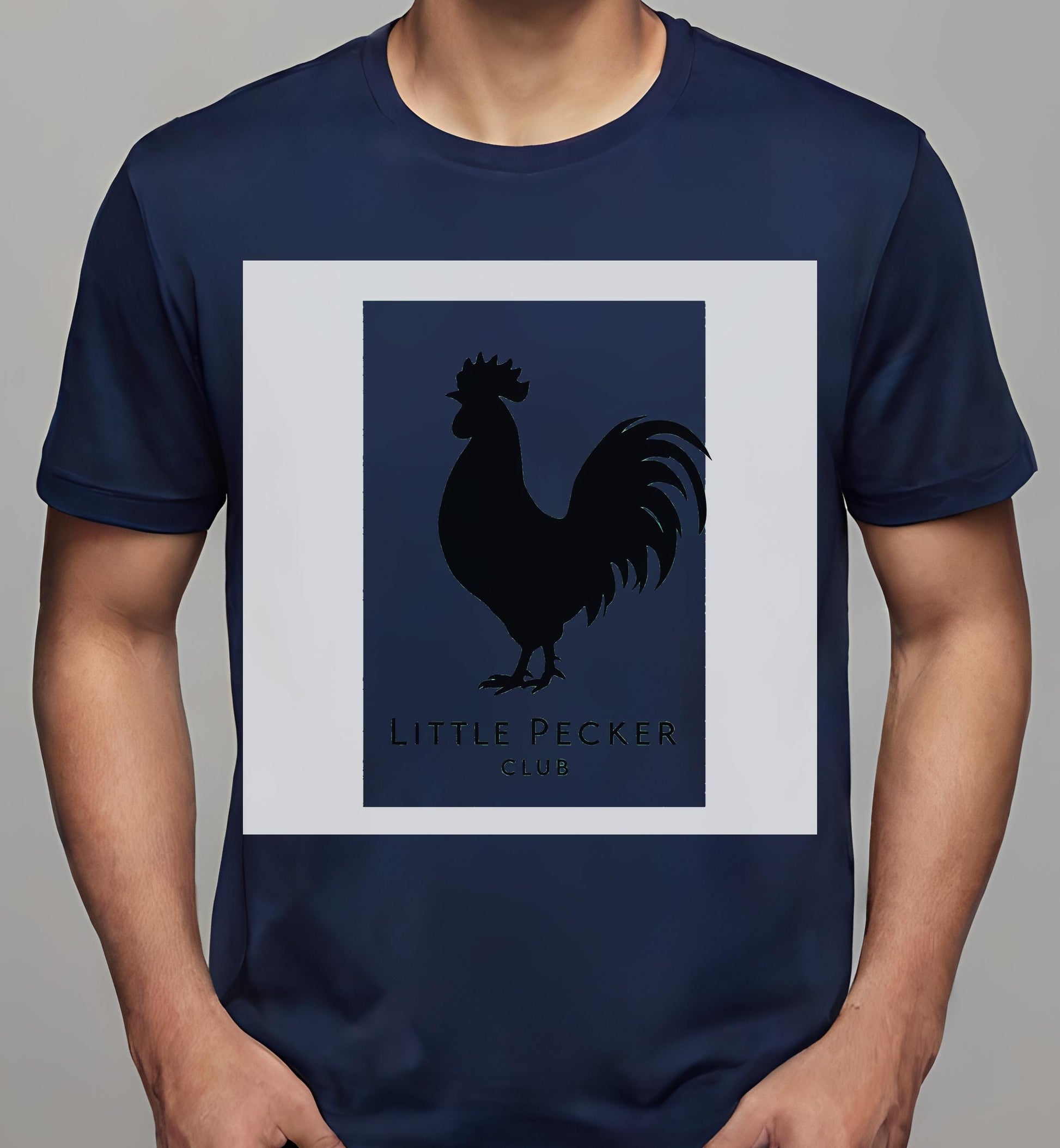 t-shirt - navy - modern graphic design - quirky rooster