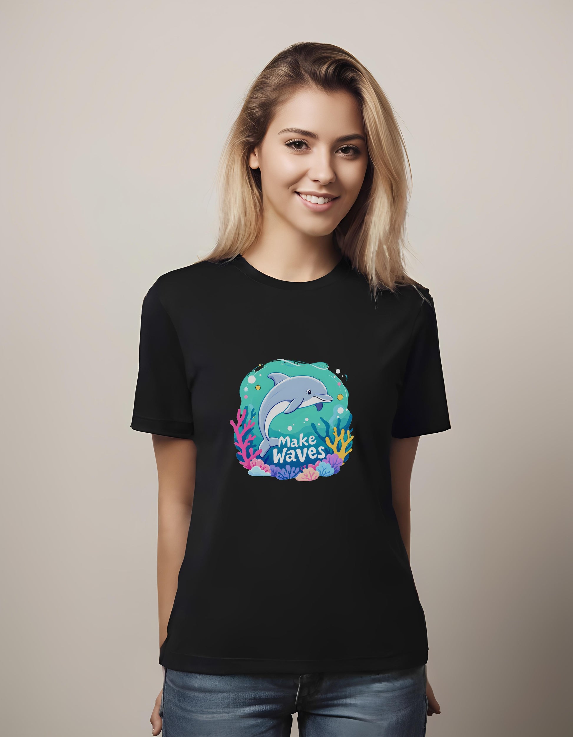 vibrant underwater scene - marine life shirt - lightweight fabric - t-shirt