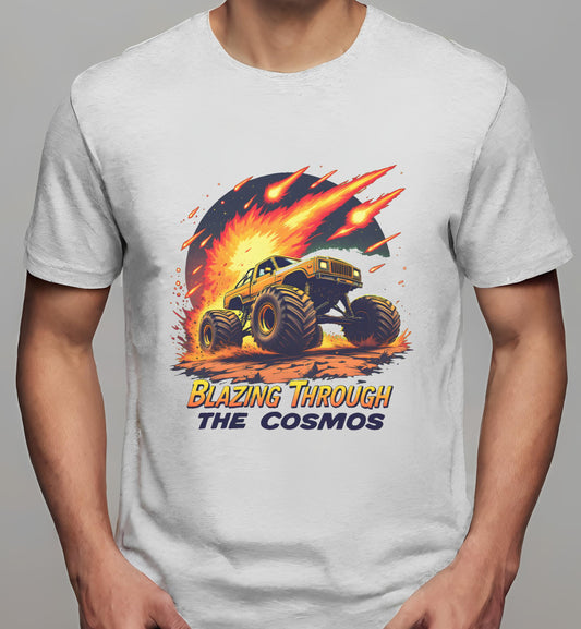 t-shirt - bold racing poster - athletic_heather - comic style artwork - monster truck design