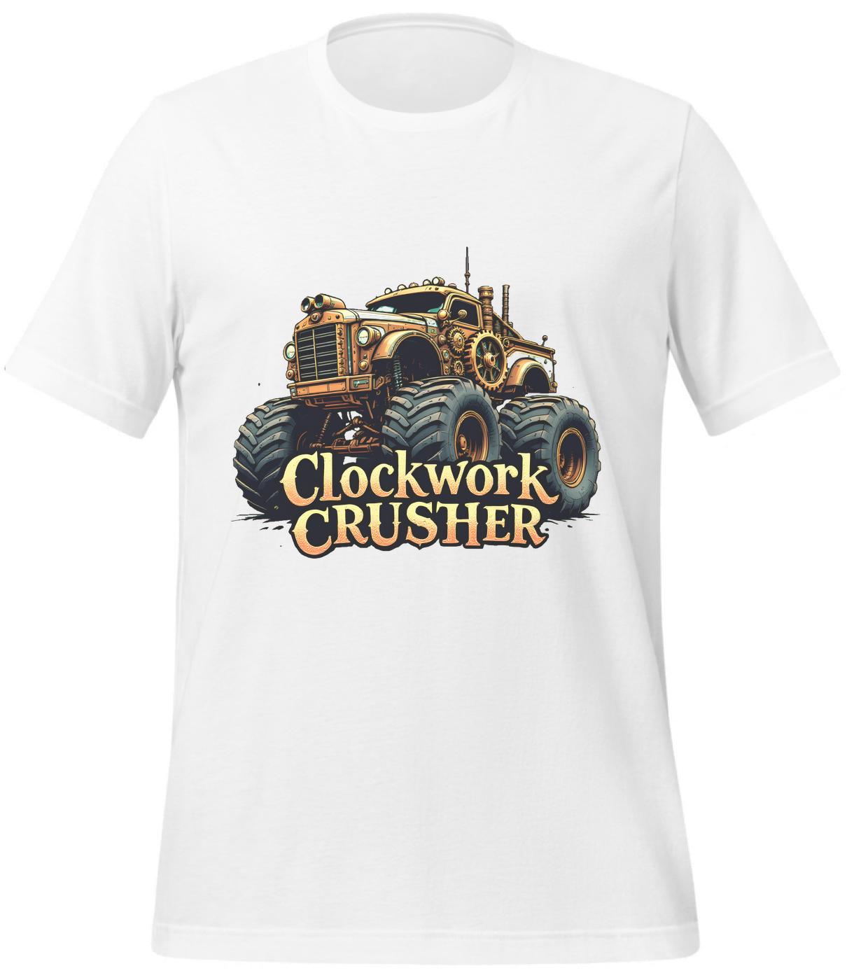 men - t-shirt - clockwork crusher design - white