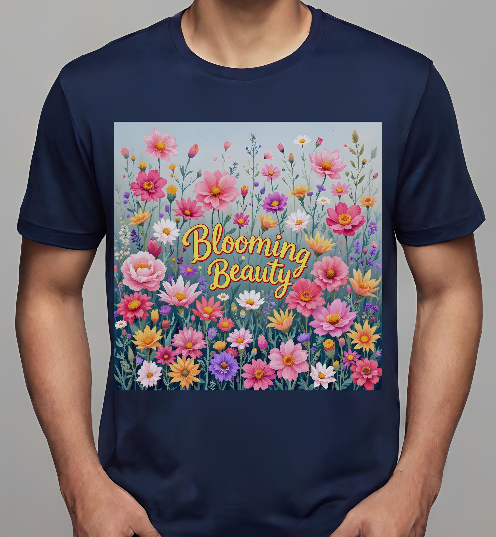 colorful meadow print - mothers - navy - children - t-shirt