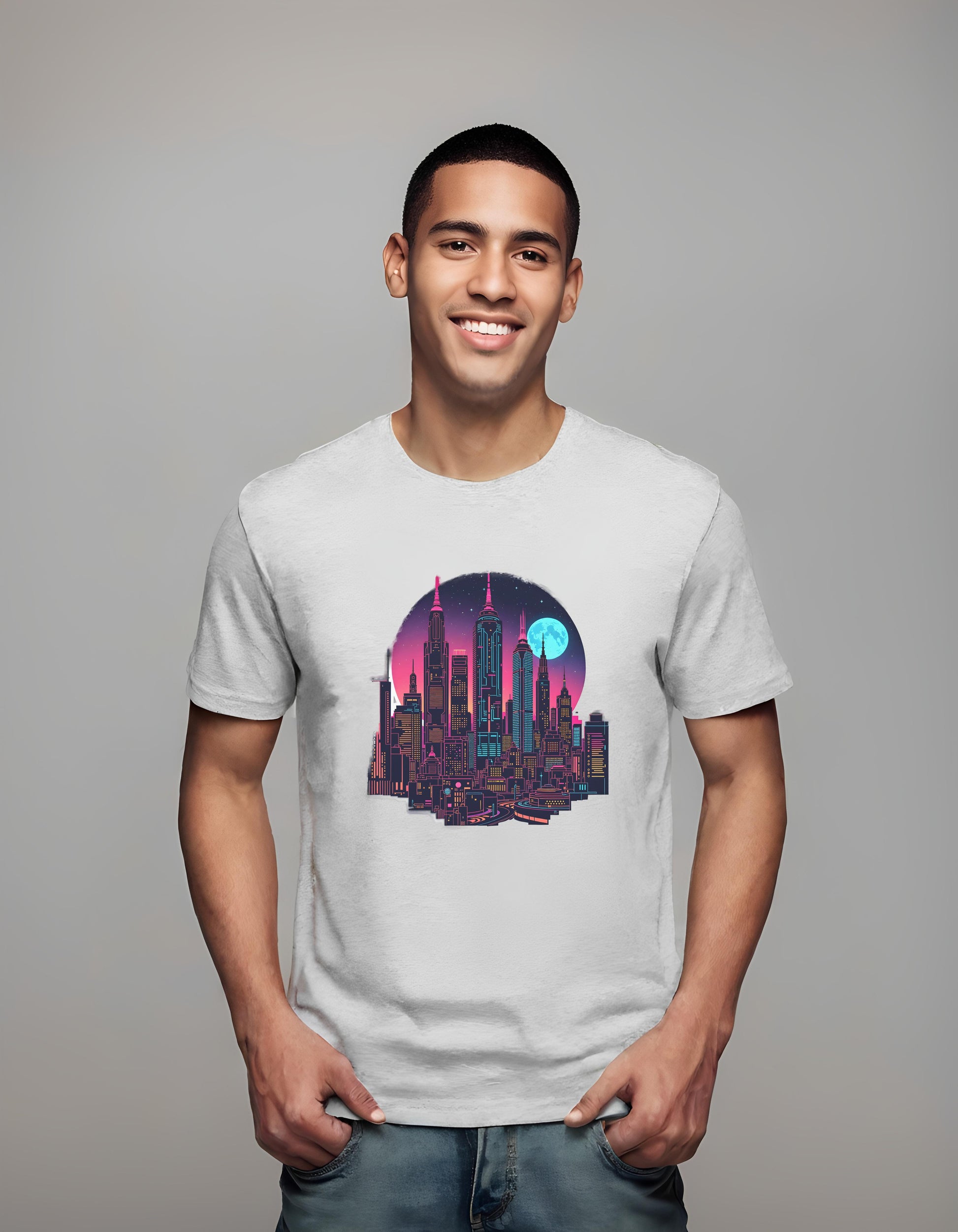 Neon Dreamscape | Classic T-Shirt (Unisex) T-Shirt - city, cityscape, cityscape design