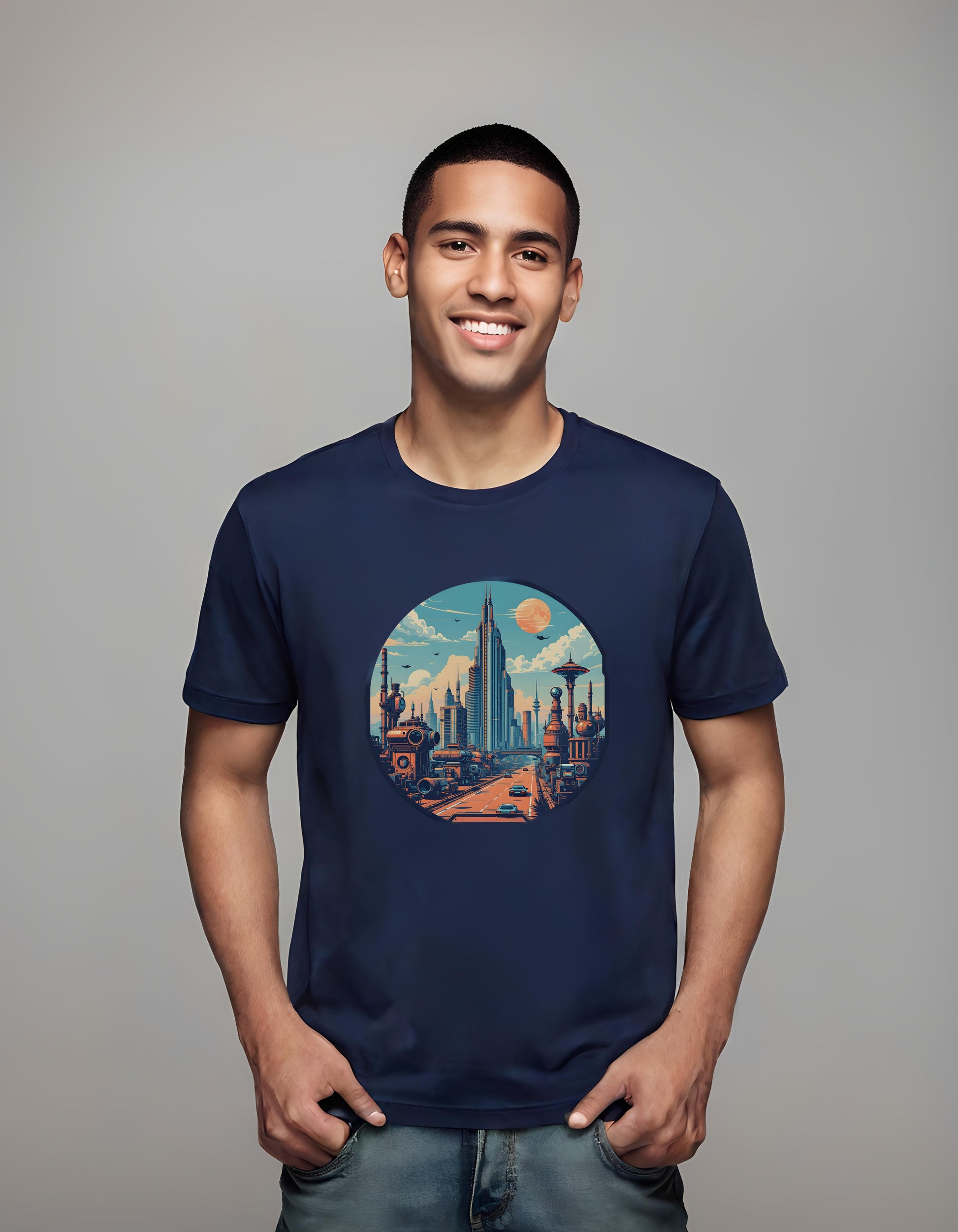 cityscape - casual - vintage-inspired design - t-shirt