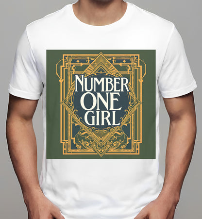 unique wall art - number-one-girl-shirt - t-shirt - geometric typography - white