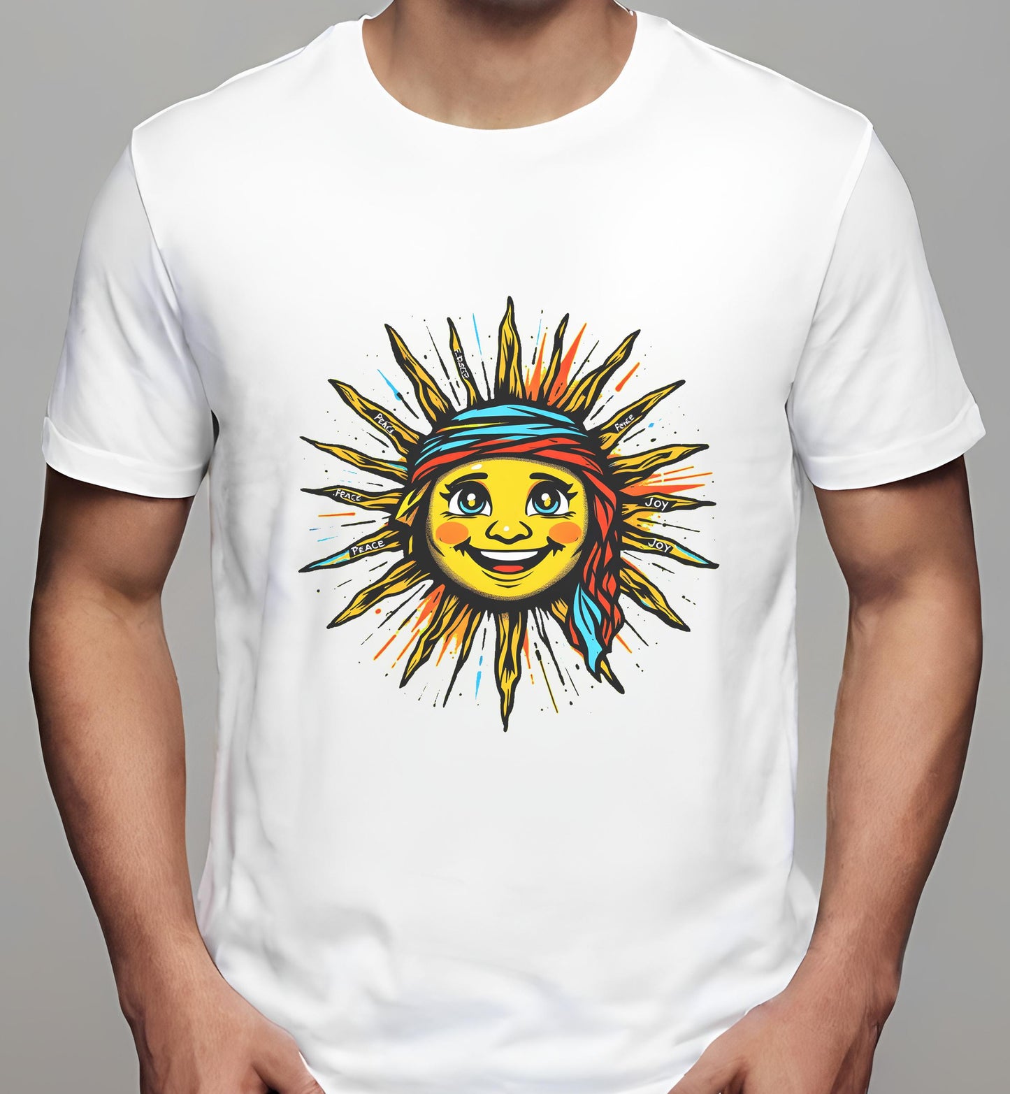 t-shirt - diversity - warmth - white - happy sun illustration