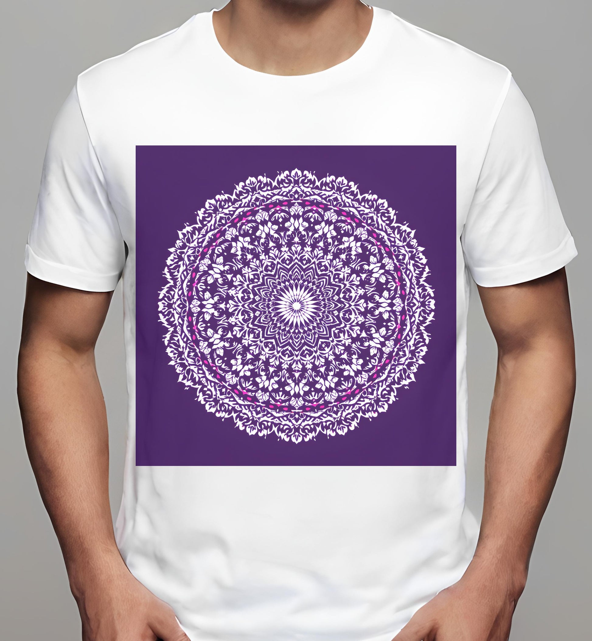 white - mandala design - t-shirt - intricacy