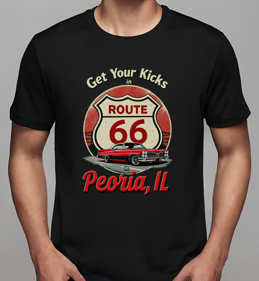 black - art for travelers - vintage - t-shirt - peoria il gifts