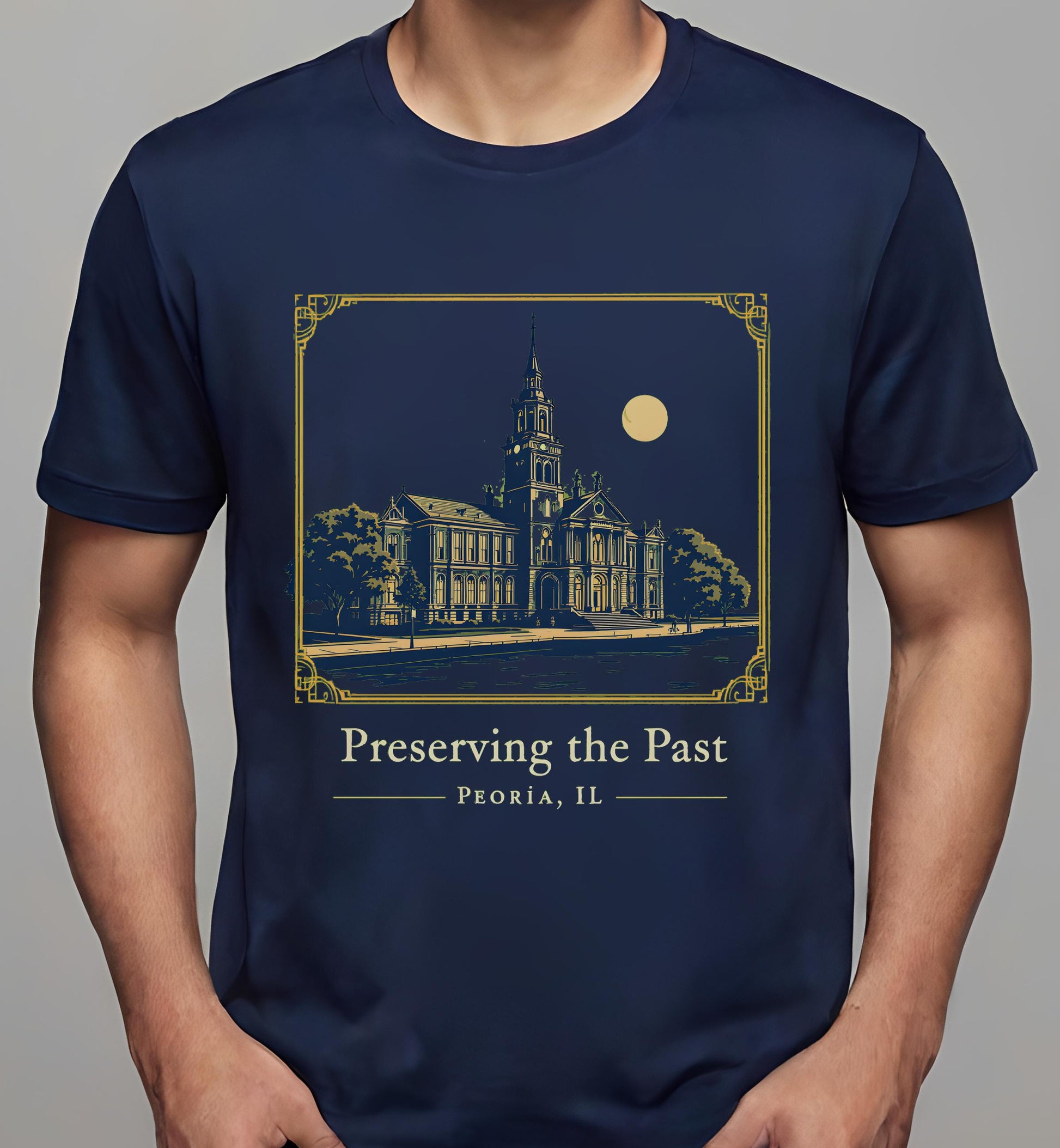 artistic representation of architecture - t-shirt - local art prints - navy