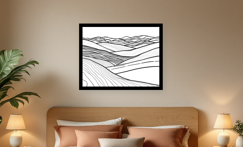 Serene Minimalist Landscape Wall Art - Room View