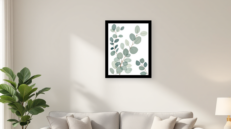 Serene Eucalyptus Elegance Wall Art - Room View