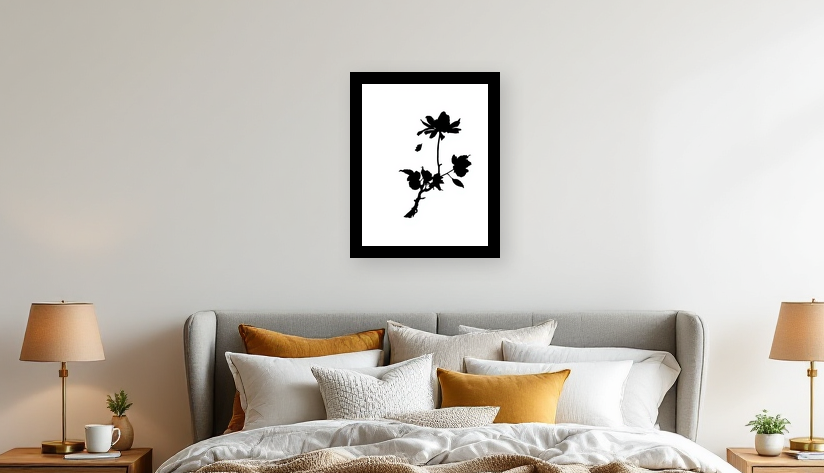 Elegant Silhouette of a Single Stem Flower - Room View