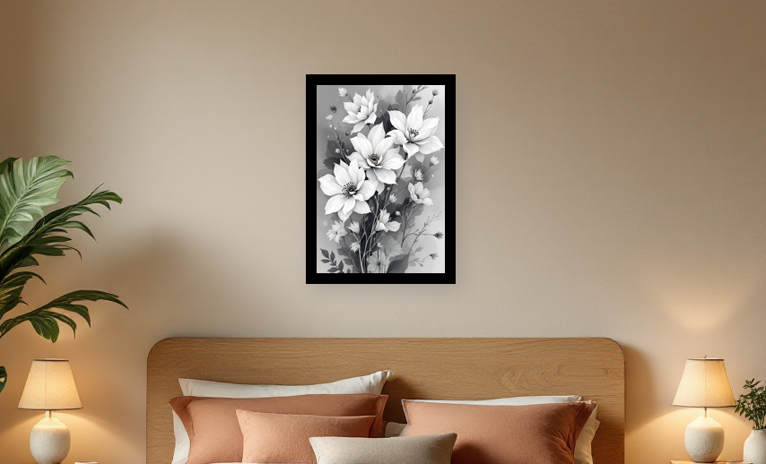 Serenity in Monochrome Blossoms - Room View