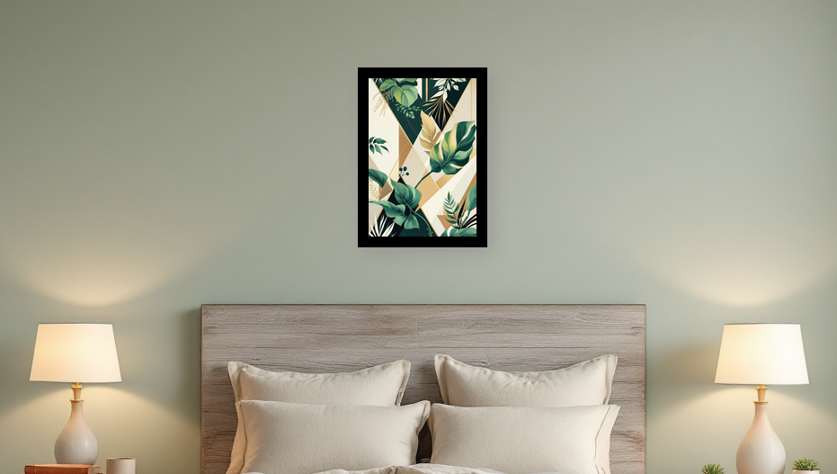 Emerald Elegance: Botanical Fusion Wall Art - Room View