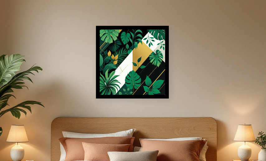 Emerald Elegance: Botanical Wall Art - Room View