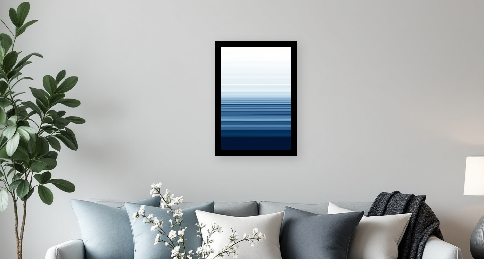 Serene Horizon Waterscape Art - Room View
